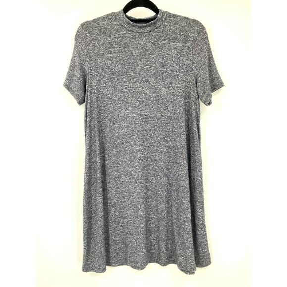 One Clothing Los Angeles Gray White Lightweight Mock Neck T-Shirt Swing Dress - Picture 1 of 6